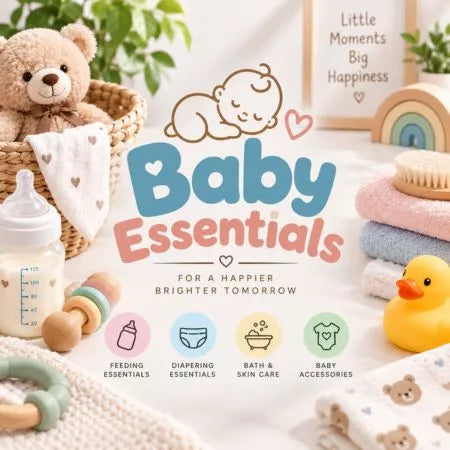 Baby Essentials category featuring feeding baby care nursery and bath essentials