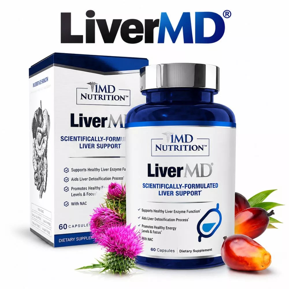 1MD Nutrition LiverMD 60 Capsules liver support supplement bottle and box