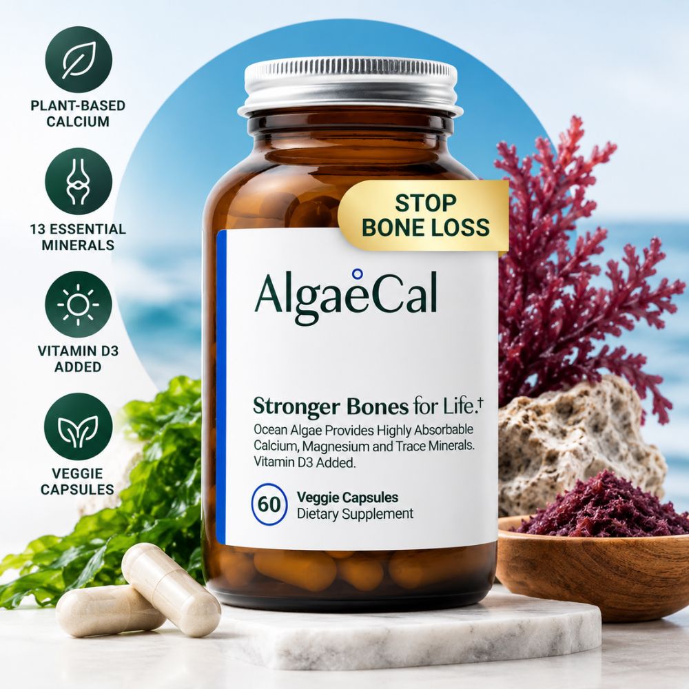 AlgaeCal plant-based calcium supplement 90 veggie capsules bottle