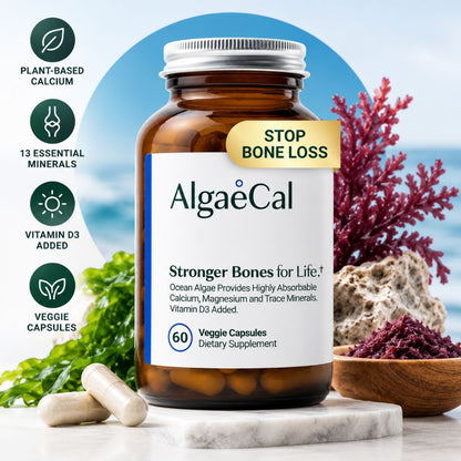 AlgaeCal plant-based calcium supplement 90 veggie capsules bottle