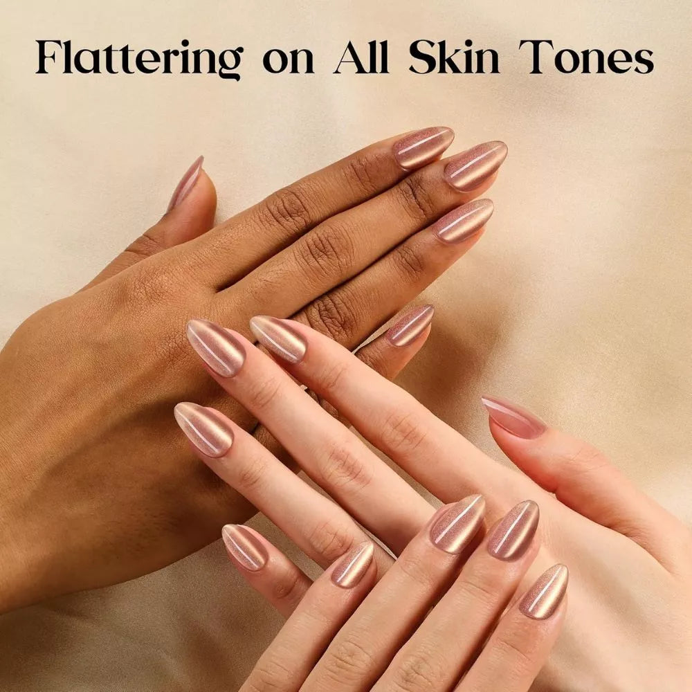 Beetles Motion Luster Glow press on nails on different skin tones