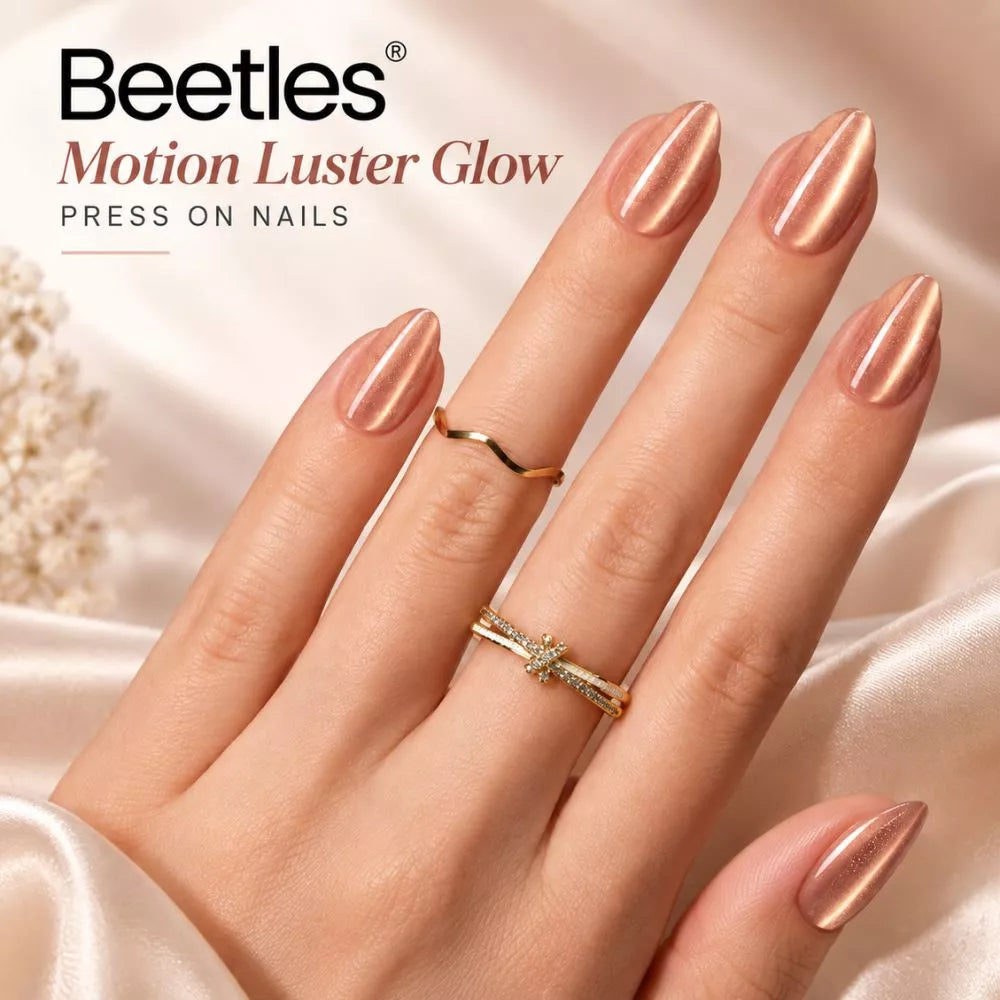 Beetles Motion Luster Glow short almond cat eye press on nails