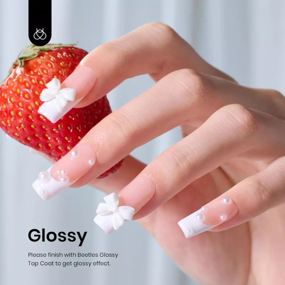 Beetles White Gel Nail Polish glossy white French tip nail art manicure