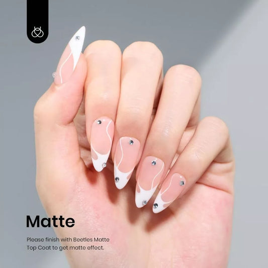 Beetles White Gel Nail Polish matte white French tip nail art manicure