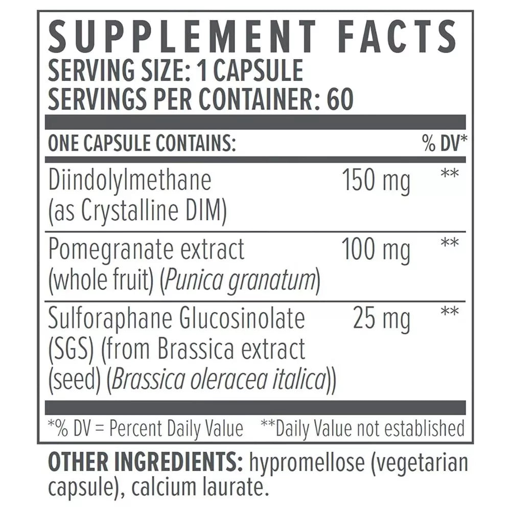 Biote DIM SGS+ Supplement Facts showing 150 mg DIM per capsule