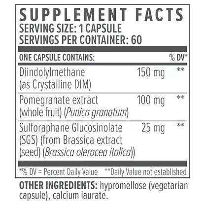 Biote DIM SGS+ Supplement Facts showing 150 mg DIM per capsule
