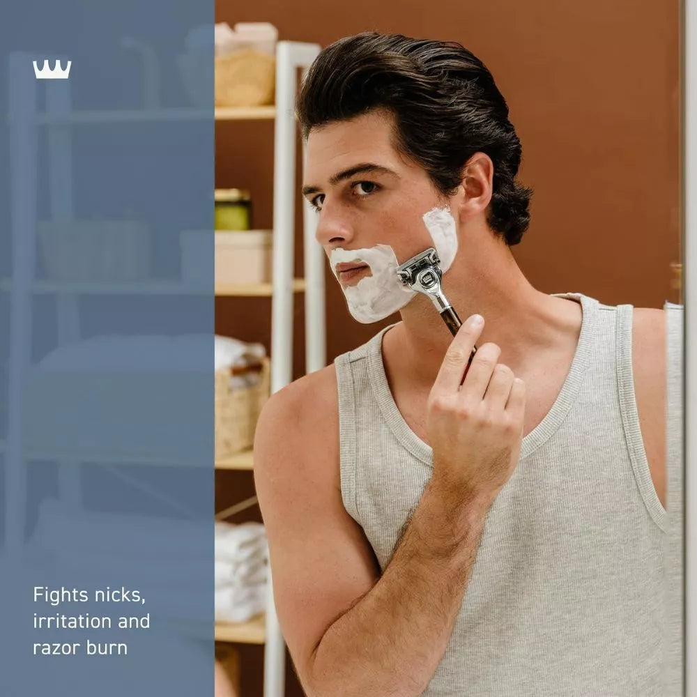 Cremo Sensitive Shave Cream for men shown during shaving