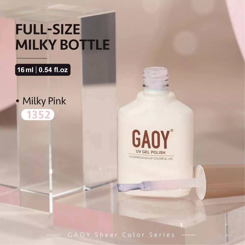 GAOY Milky Pink gel polish color chart on different skin tones