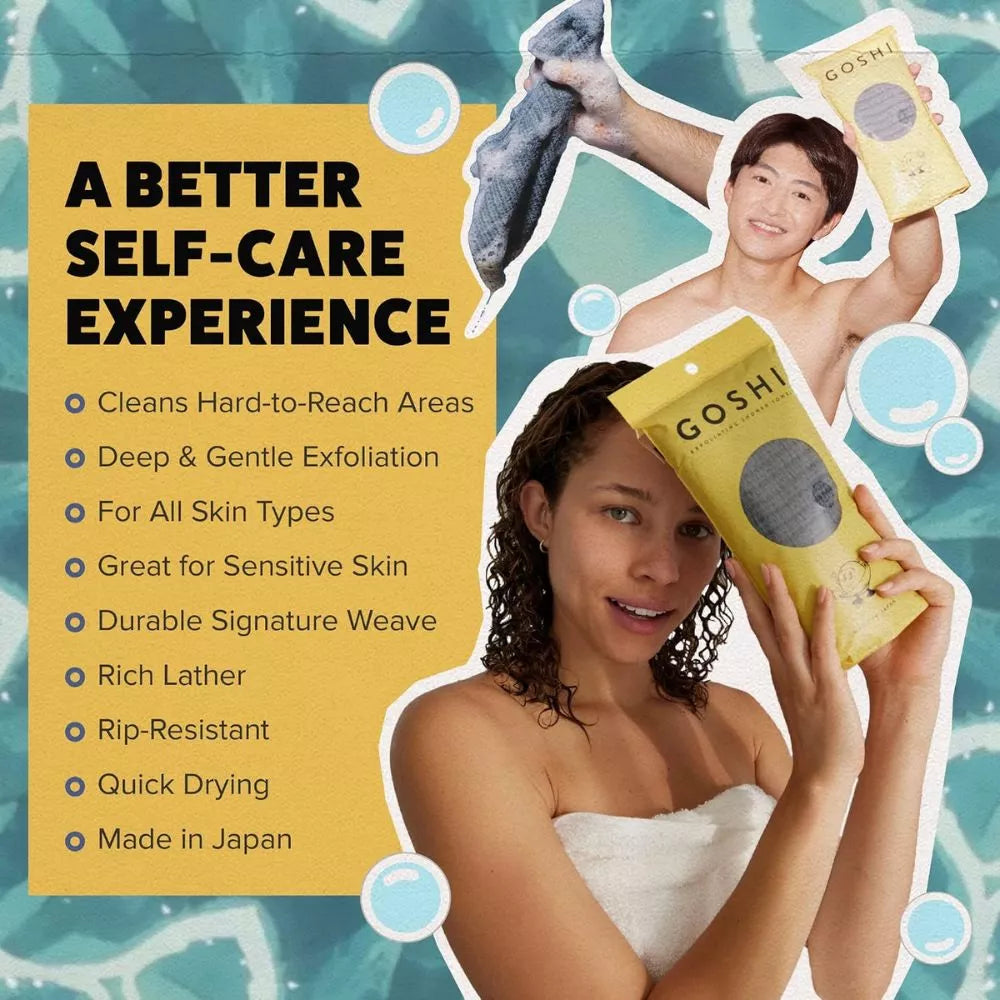 GOSHI Exfoliating Shower Towel for full body exfoliation and self care