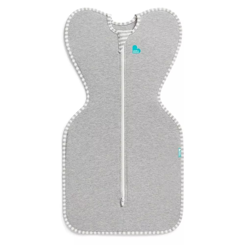 Love to Dream Swaddle Up gray baby sleep sack front view with full-length zipper