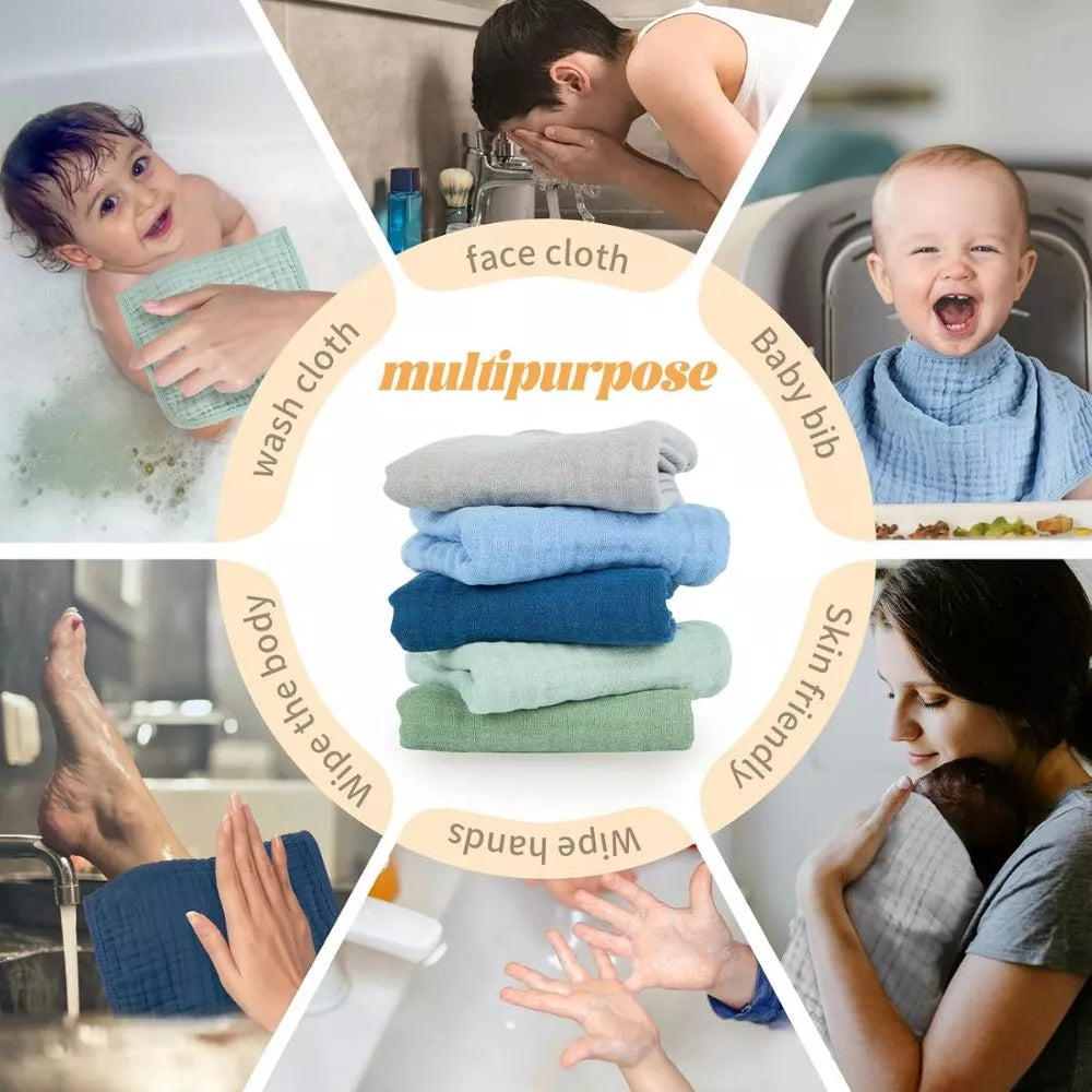 MIGIOL multipurpose 100% cotton muslin baby burp cloths for burping washing bibs and everyday baby care