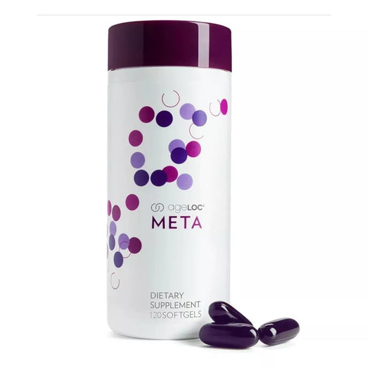 Nu Skin ageLOC Meta 120 Softgels dietary supplement bottle with softgels