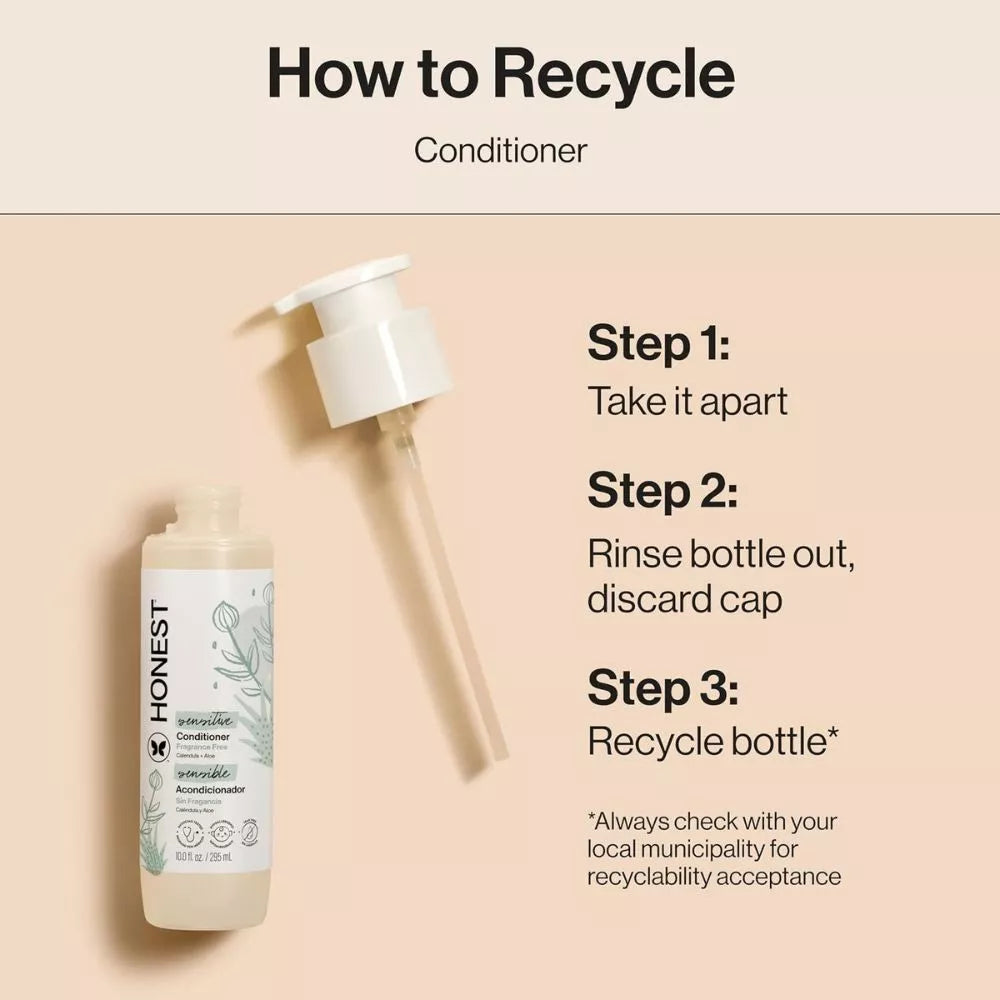The Honest Company Sensitive Conditioner 10 fl oz bottle recycling instructions