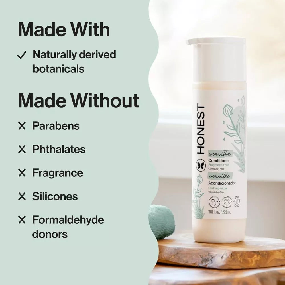 The Honest Company Sensitive Conditioner made without parabens phthalates silicones fragrance and sulfates