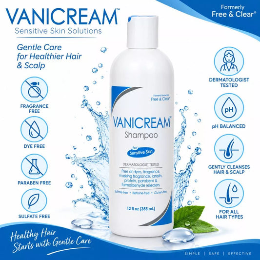 Vanicream Shampoo 12 fl oz fragrance-free shampoo for sensitive skin and scalp