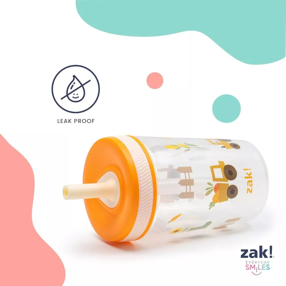 Zak Designs Kelso kids straw cup with leak-proof silicone straw design